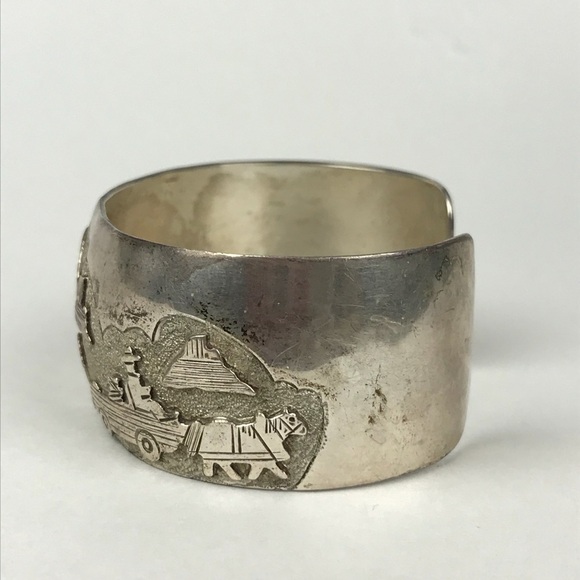 Navajo Indiana Sterling Silver 925 Storyteller Monument Valley Cuff - Picture 3 of 8